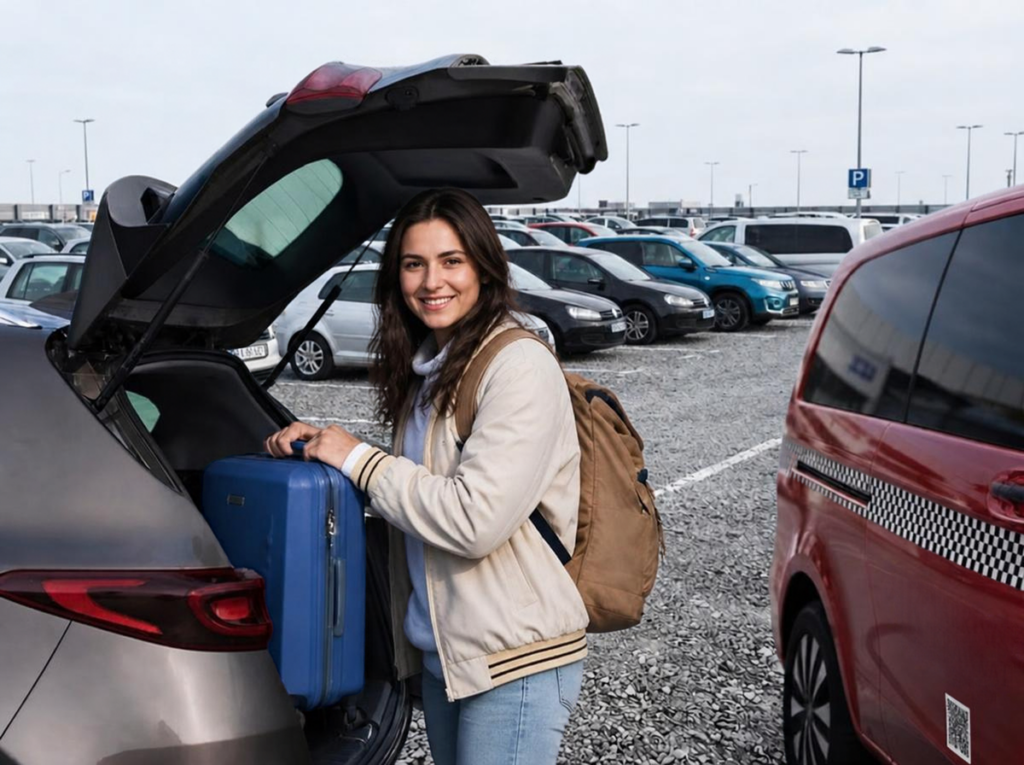 Dzięki sprawnej organizacji cały proces obsługi podróżnego na parkingu Krawat trwa tylko kilka minut. Zdjęcie wygenerowane przez AI